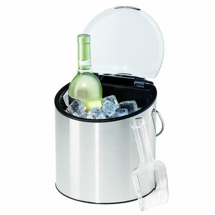 OGGI Cubitera para Vino y Hielo - Cubitera con Tapa y Cuchara para Hielo, Enfriador de Vino, Enfriador de Vino de Mesa con Capacidad para 2 Botellas, el Juego de Bar es un Gran Complemento para el Carrito de Bar o los Accesorios de Bar en Casa, 4 Cuartos