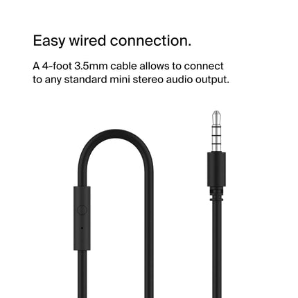 Belkin SoundForm Mini Kids Wired Headphones with Built-in Microphone & Fun Stickers, 85dB Safe Volume Limit – for Online Learning, Travel, Compatible w/iPhone 15, iPad, Galaxy S23, & More - Black