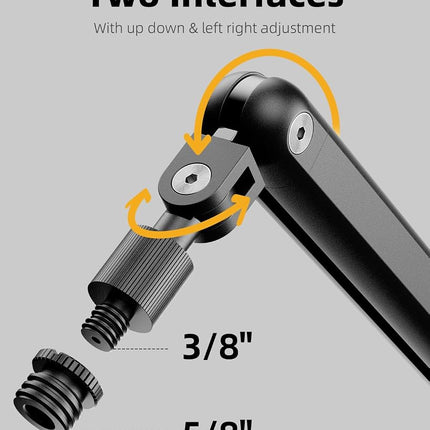 TODI Mic Arm, Microphone Arm Rotatable for Light Mics, Storable Desk Mic Stand for Bear 3LB with Mount Clamp, Mic Stand Boom Arm with Cable Channel with 3/8'' 5/8'' Thread for Podcast, Gaming