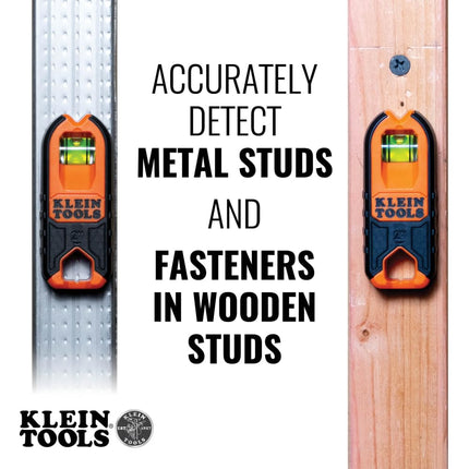 Klein Tools MSF1002 Magnetic Stud Finder and Level, Compact, Wood and Metal Detector with Bubble Vial for Accurate Markings, Felt Pad Backing, 2-Pack