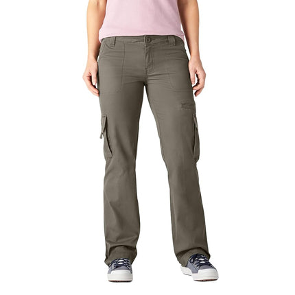 Dickies Women's Relaxed Cargo Pant, Rinsed Grape Leaf Green, 4