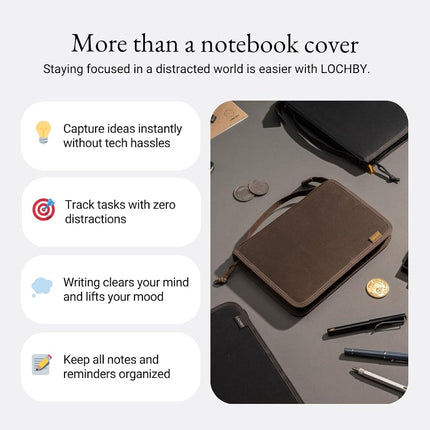 LOCHBY Field Folio A5 | Zipper Journal Notebook Cover | Water Resistant Waxed Canvas | Included Tomoe River Notebook | Perfect for Travel, Art, Bullet Journal | brown