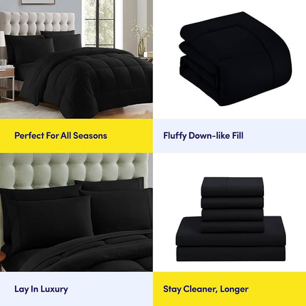 My Sweet Home Luxurious Plush Loft Microfiber Fill Duvet Insert Bedding, Black, Queen