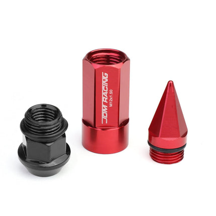 20-Piece M12 x 1.5 Open/Closed End Aluminum Alloy Wheel Lug Nuts + 2 X Deep Drive Extension (Red)