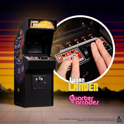 Quarter Arcades Lunar Lander Mini Atari Replica Cabinet with Original ROM – Retro Machine with Thrust Lever, CRT Lens, Rechargeable Battery – Mini Game for Home