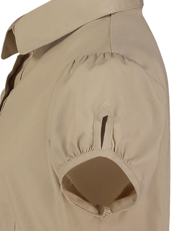 Nautica Girls' School Uniform Short Sleeve Shirtdress, Khaki, 6