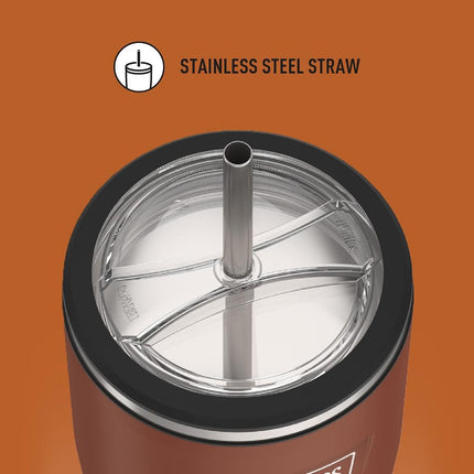 THERMOS ICON Series by Stainless Steel Cold Tumbler with Straw, 24 Ounce, Saddle