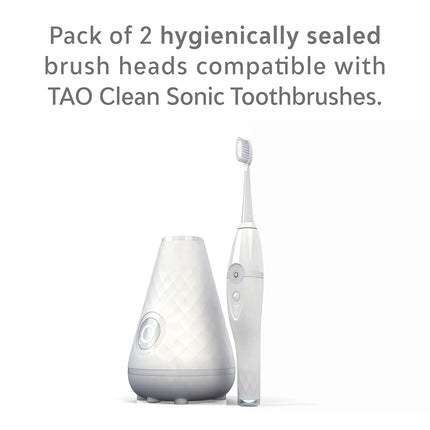 TAO Clean Sonic Electric Toothbrush Replacement Heads (Pack of 2) - Bleaching Nozzle - Replacement Heads for TAO Clean Electric Toothbrush and Docking Station