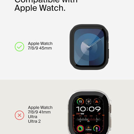 Belkin TemperedCurve Apple Watch Series 8 Screen Protector with Edge-to-Edge Coverage & Protective Bumper - Tempered Glass Screen Protector, Apple Watch Accessories - Black