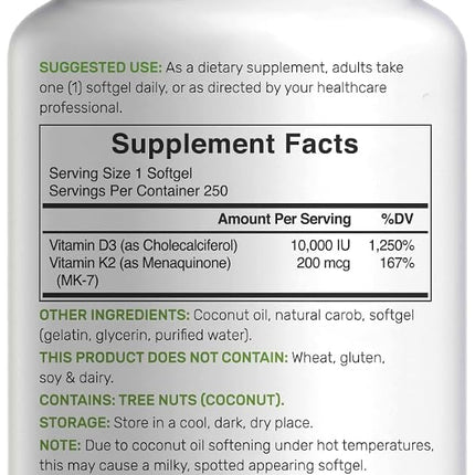 Sunshine Vitamin D - Vitamin D3 10000 IU, 360 Softgels, One Year Supply, Support Healthy Muscle, Bones, Teeth and Immune System - Extra Strength Vitamin D Supplements
