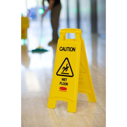 Rubbermaid Commercial 26 Inch"Caution Wet Floor" Sign, 2-Sided, Yellow (FG611277YEL) (6-Pack)