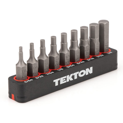 TEKTON 1/4 Inch Hex Bit Set with Rail, 9-Piece (5/