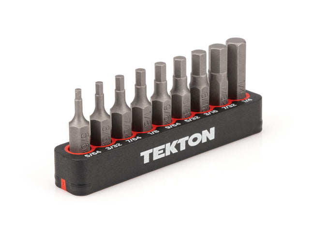 TEKTON 1/4 Inch Hex Bit Set with Rail, 9-Piece (5/
