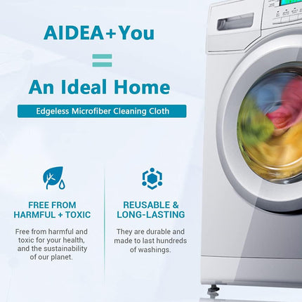 AIDEA Microfibre Cleaning Cloth Lint Free Washable Pack of 24 30x30cm