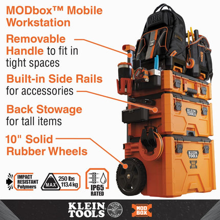 Klein Tools 549031MBR MODbox Removable Tool Tray for Medium and Rolling Toolboxes, Dual Compartments