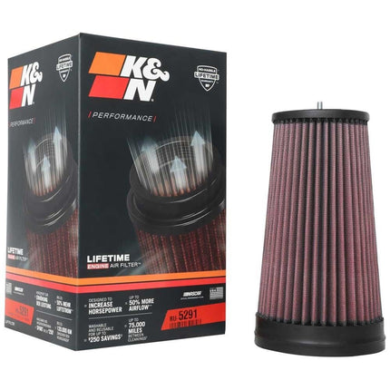 K&N High-Flow Original Lifetime Universal Clamp-On Air Filter:Performance, Premium, Washable: Flange Diameter: 2.75 In, Filter Height: 8.25 In, Flange Length: 0.313 In, Shape: Round Tapered, RU-5291