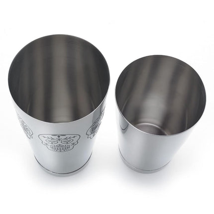Barfly Skull Cocktail Shaker Tin Set (18 oz and 28 oz),Stainless Steel, Skull,M37009SKU