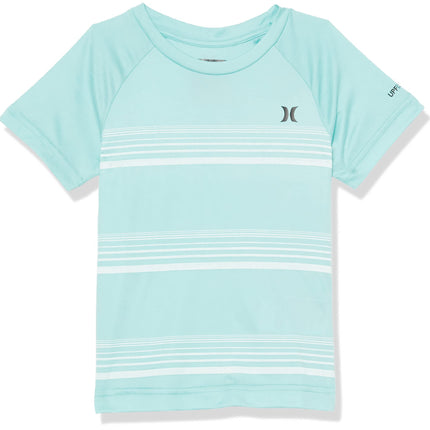 Hurley Boys' Rash Guard Shirt, Green Stripe, Large