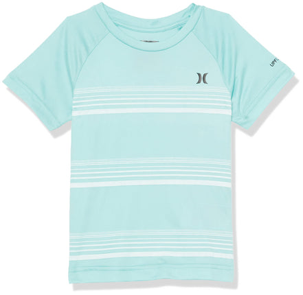 Hurley Boys' Rash Guard Shirt, Green Stripe, Large