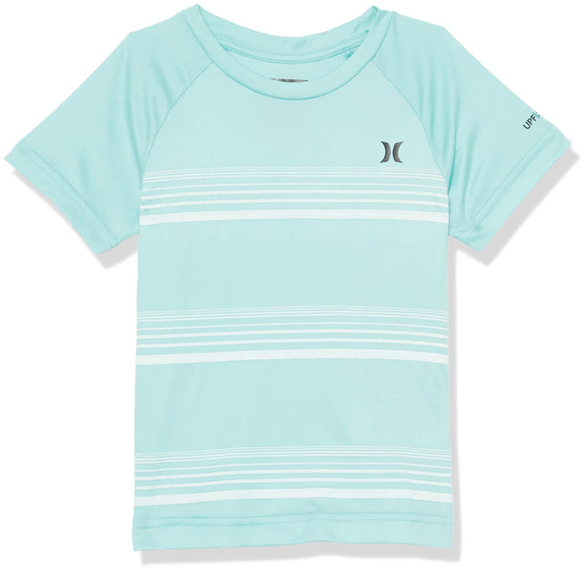 Hurley Boys' Rash Guard Shirt, Green Stripe, Large