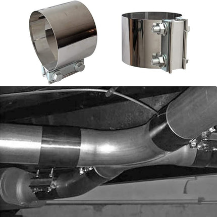 Exhaust Band Clamps 4 Inch Butt Joint Exhaust Pipe Muffler Band Clamp 304 Stainless Steel(4 Pack 4" Butt Lap Joint Exhaust Clamp)