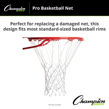 Champion Sports 5mm - 90gm - Basketball Net - Non-Whip Loops - Whiite