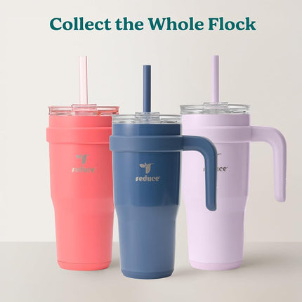 Reduce 24 oz Tumbler with Handle - Vacuum Insulated Stainless Steel Travel Mug with Sip-It-Your-Way Lid and Straw - Keeps Drinks Cold up to 24 Hours - Sweat Proof, Dishwasher Safe - OG Lilac Bud