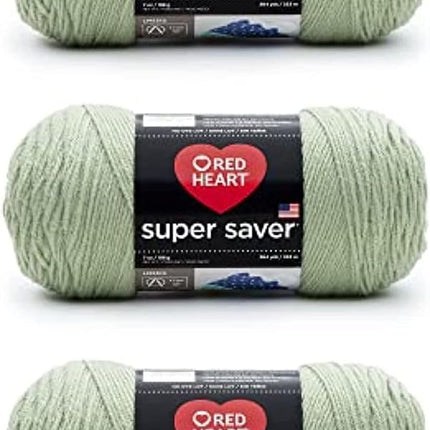 Red Heart Super Saver Pack of 3 - Frosty Green - 7oz/198g - Acrylic - 4 Medium (Worsted) - 364 Yards - Knitting, Crocheting, Crafts & Amigurumi