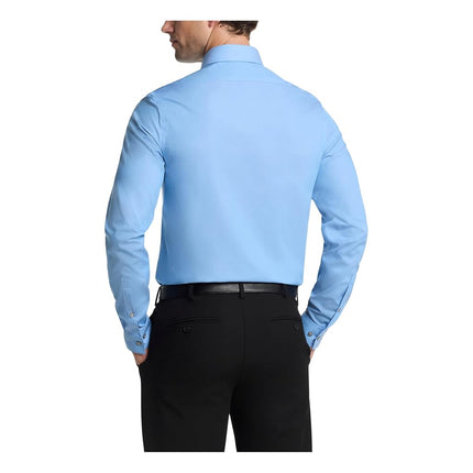 Calvin Klein Men's Slim Fit Non-Iron Herringbone Point Collar Dress Shirt, Mist, 17.5" Neck 34"-35" Sleeve