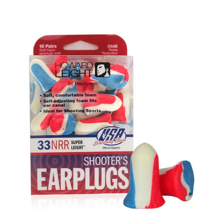 Howard Leight by Honeywell Super Leight USA Disposable Foam Shooting Earplugs, 10-Pairs (R-01891)