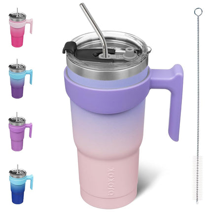 BJPKPK 600 ml Tumbler with Handle & Straw, Insulated Stainless Steel Mug