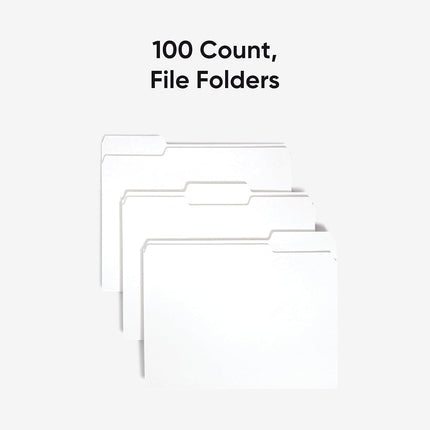 Smead Standard File Folders, 100 Count, White, 1/3-Cut Tabs, Letter Size (12843)