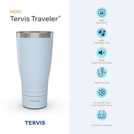 Tervis Traveler Sakura Japanese Cherry Blossom Triple Insulated Tumbler Travel Cup Keeps Drinks Cold & Hot, 20oz, Stainless Steel