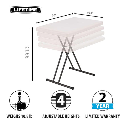 LIFETIME 30-Inch Adjustable Height Personal Table, Almond