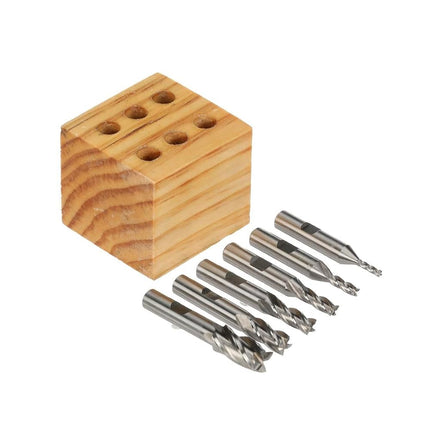 HHIP 8000-0002 4 Flute High Speed Steel End Mill Set, 6 Piece, 3/8" Shank