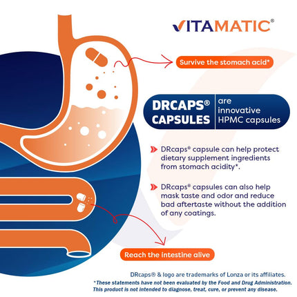 Vitamatic Lactobacillus Salivarius 2 Billion per DR Capsule - 60 Count - Digestive Support - Made with Prebiotic Inulin Fiber