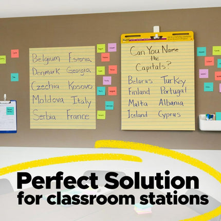 Post-it Super Sticky Easel Pad, 25 in x 30 in Sheets, Yellow Paper with Lines, 30 Sheets/Pad, 4 Pads/Pack, Great for Virtual Teachers and Students (561 VAD 4PK)