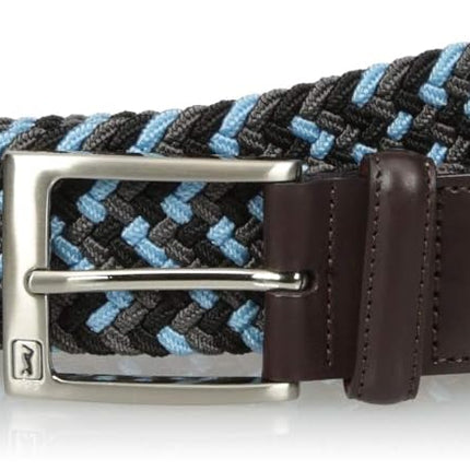 PGA TOUR Men's Multicolor Stretch Braid Belt, Blue