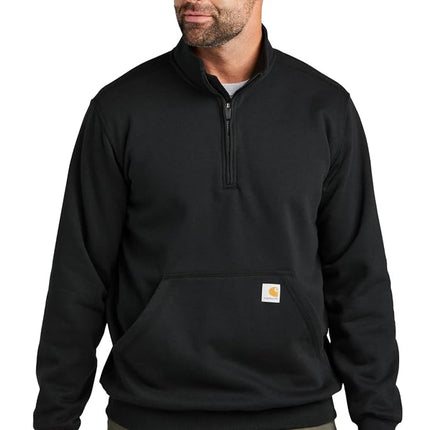 Carhartt Men's Loose Fit Midweight Quarter Zip Mock Neck Sweatshirt, Black, XL