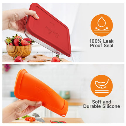 Sophico 3 Cup Rectangle Silicone Storage Cover Lids Replacement for Pyrex 7210-PC Glass Bowls, Container not Included (MIX, 4 Pack)