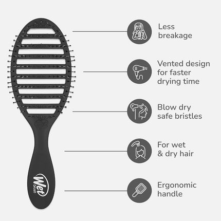 WetBrush Speed Dry Detangler with Heat Resistant Heatflex Bristles and Open Vent Design to Dry Hair Faster, For All Hair Types, Aqua