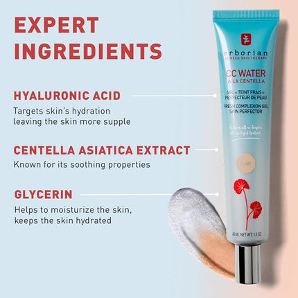 Erborian - CC Water with Centella Asiatica - Skin Perfecting Face Care with Hyaluronic Acid - Korean Skin Care Face Moisturizer - CC Water Chocolate 15 ml