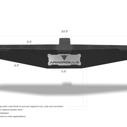 Armordillo AR Mesh Rear Hitch Step|Compatible for Class 4 Trailer Hitch 2" Receiver|Textured Black|Hitch Step Bar|Bumper Guard|Heavy Duty Steel|Universal|8724224