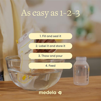 Medela Easy Pour Breastmilk Storage Bags | 100 Count 210ml | Disposable Leakproof Breast Milk Bags with Milk Protection | Recyclable & BPA Free