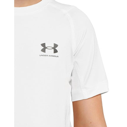 Under Armour Boys' HeatGear Armour Short Sleeve, White, YXS, 1361723