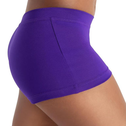 Pantalones cortos de tiro bajo Boy Cut Capezio, morado, talla M