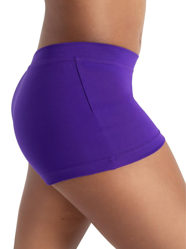 Pantalones cortos de tiro bajo Boy Cut Capezio, morado, talla M