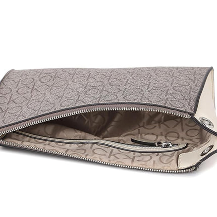 Calvin Klein Women's Reyna Crossbody, Almond/Taupe/White Logo, One Size