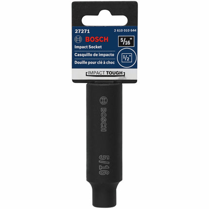 BOSCH 27271 5/16 in., 1/2 in. Shank Impact Tough Deep Well Socket for Applications in High Torque Driving and Fastening