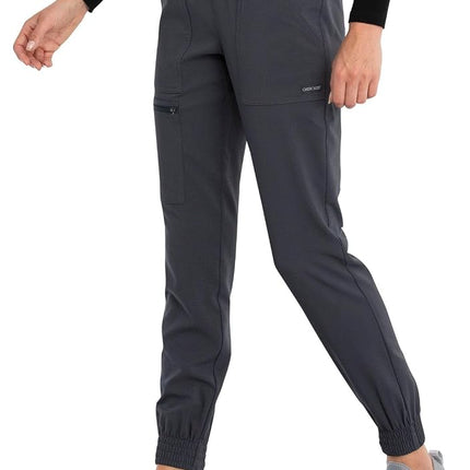 CHEROKEE Women's Mid Rise Tapered Leg Jogger Scrubs Pant, Pewter, XXL Plus